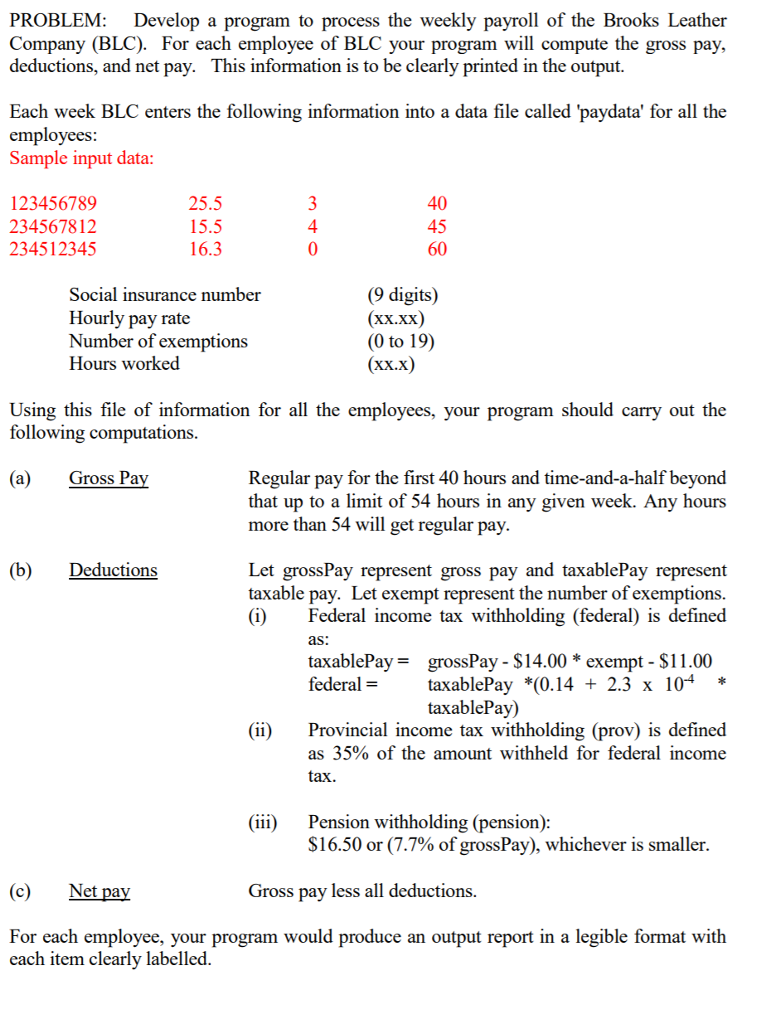 should use the following input data from a file. You have to