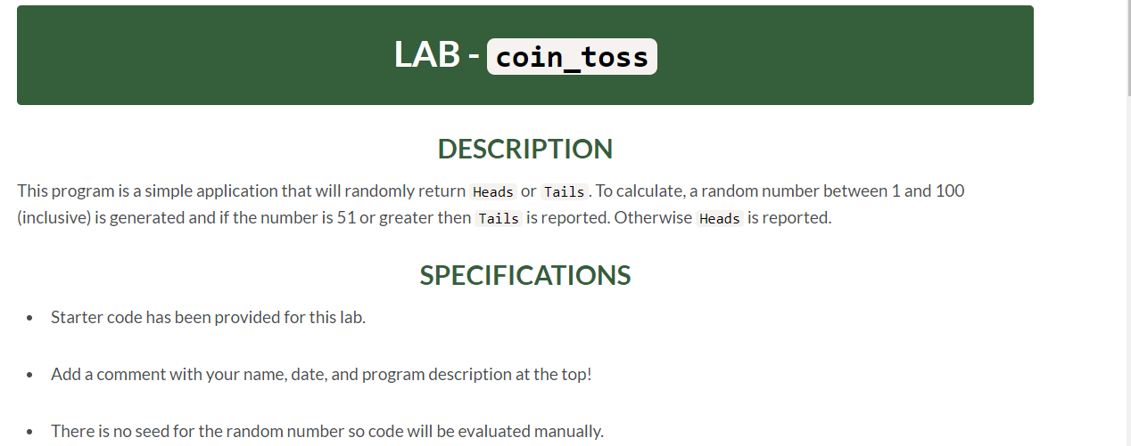 This program is a simple application that will randomly return Heads