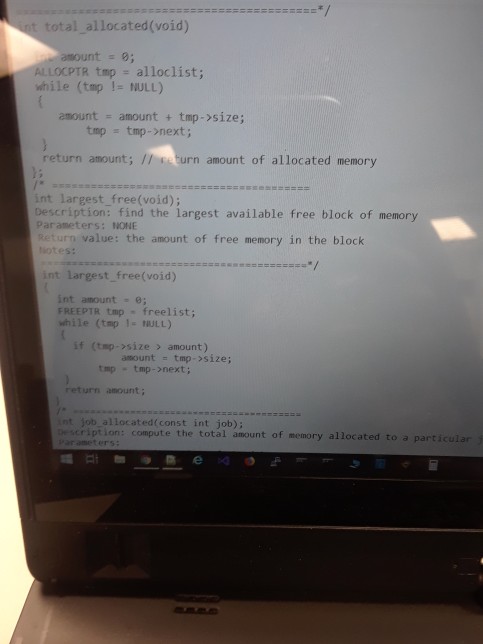 = NULL; // the ALLOCATED link list int total_memory_managed = 0; //