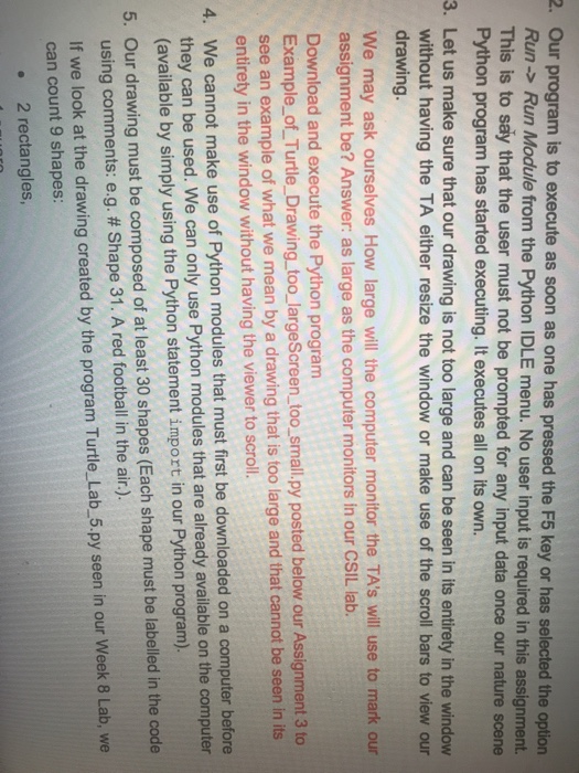 to write a Python program, called NatureArt.py, which is to create a