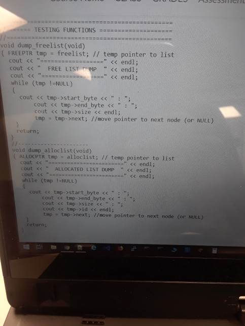 int total_free(void); Description: compute the total number of bytes not allocated Parameters: