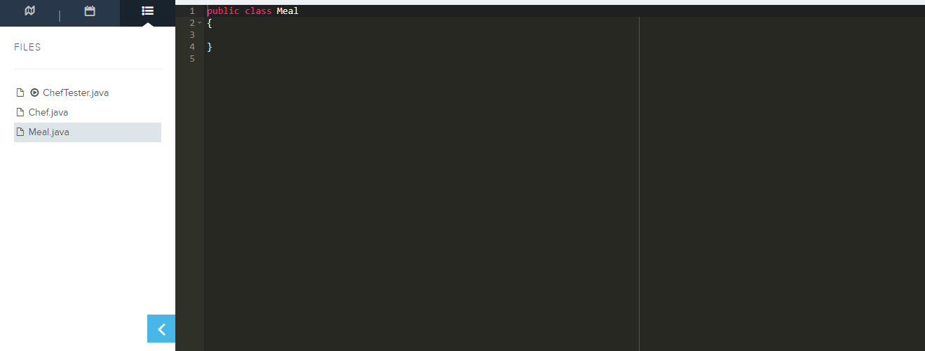 a Chef. A Meal consists of three attributes - a name, the