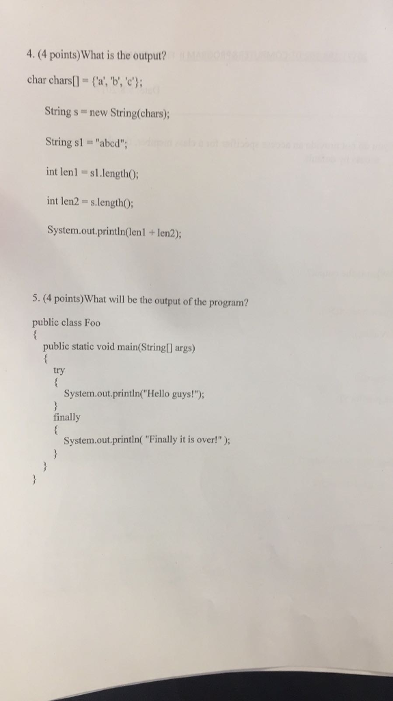 Please help answer these following Java questions. God bless! Thank you! What