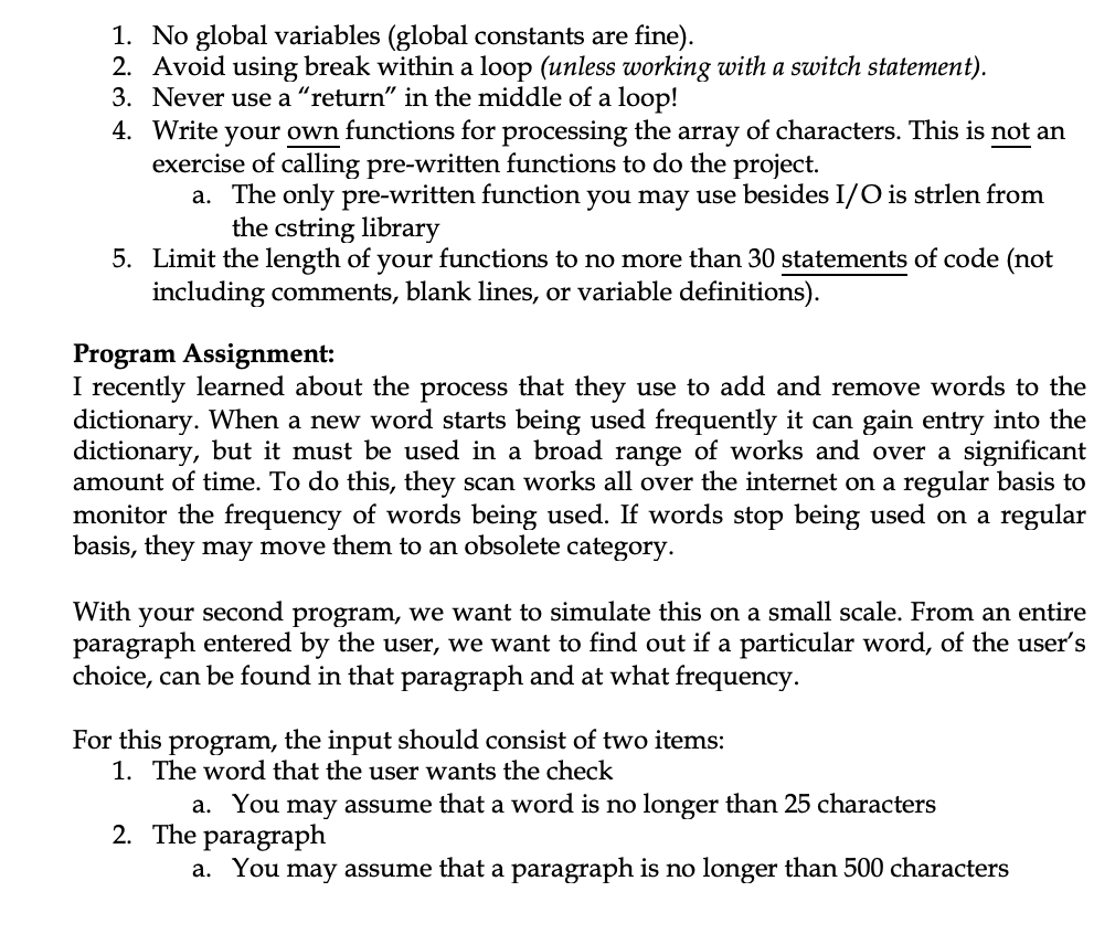 C++. Please use functions with concise, but descriptive function names. Not function