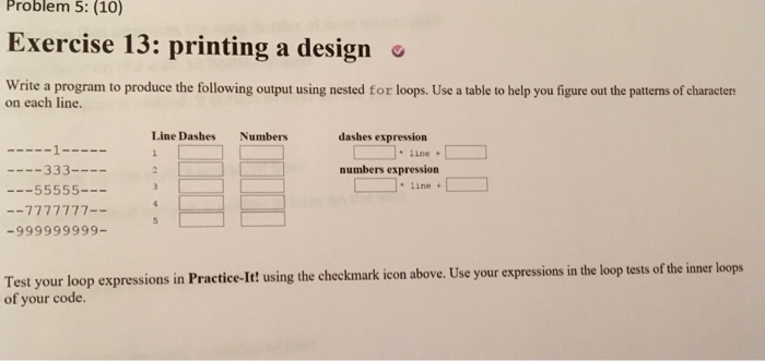  Write a program to produce the following output using nested for