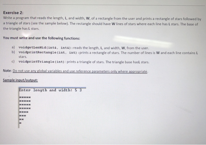  Exercise 2: Write a program that reads the length, L, and