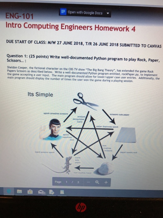  Open with Google Docs ENG-101 Intro Computing Engineers Homework 4 DUE