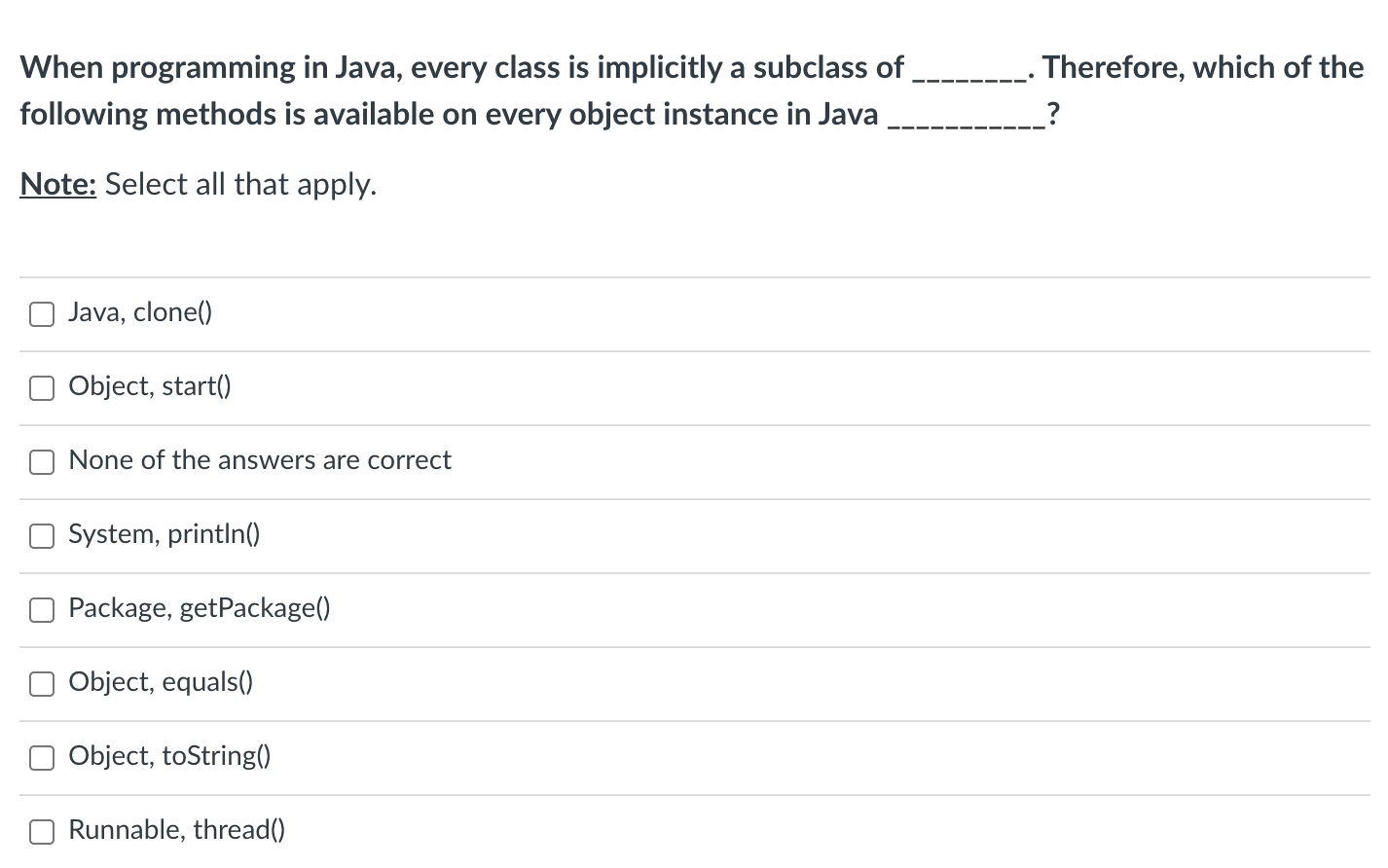 are correct run() execute() O handle() start() If you are writing a