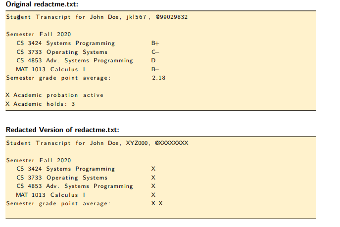 This assignment requires only sed and bash, do not use any other