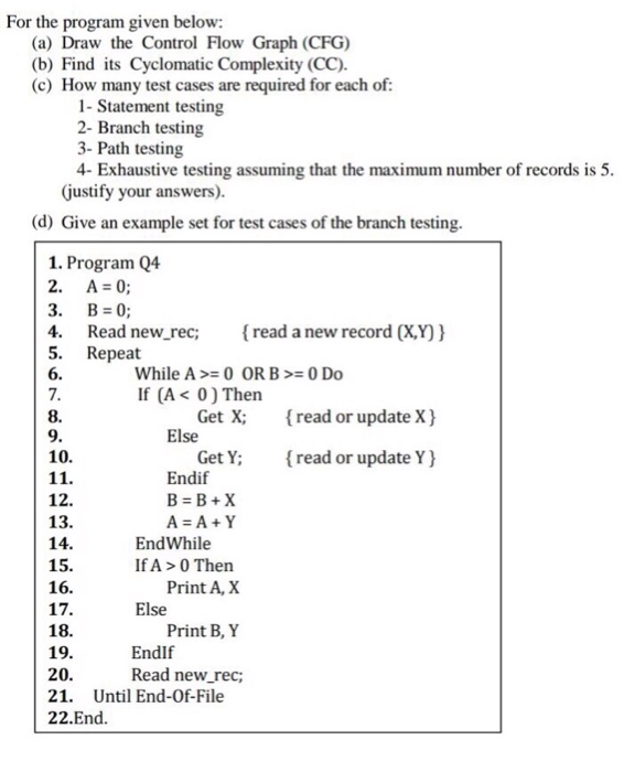  part d For the program given below: Draw the Control Flow