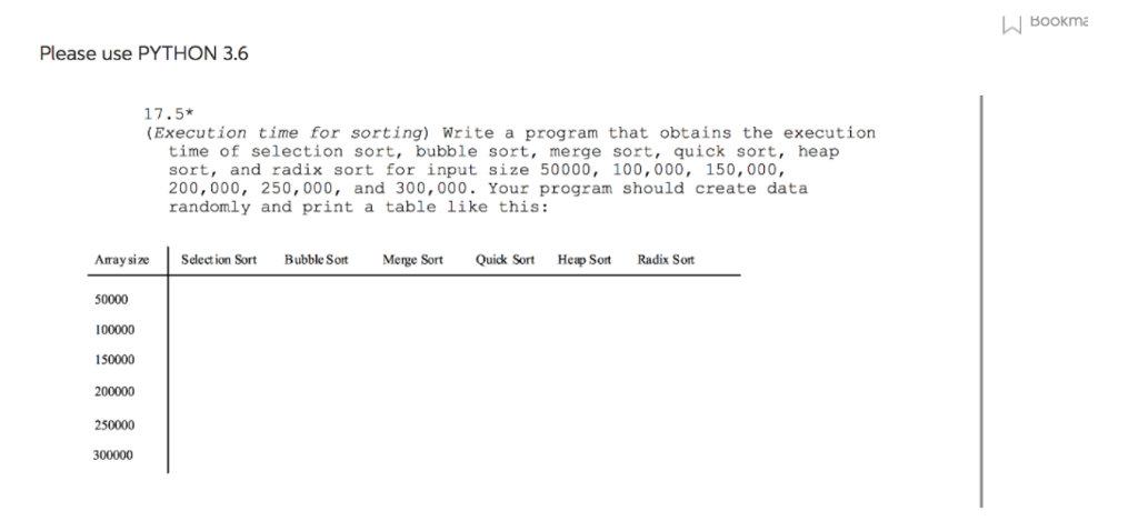  Write a program that obtains the execution time of selection sort,