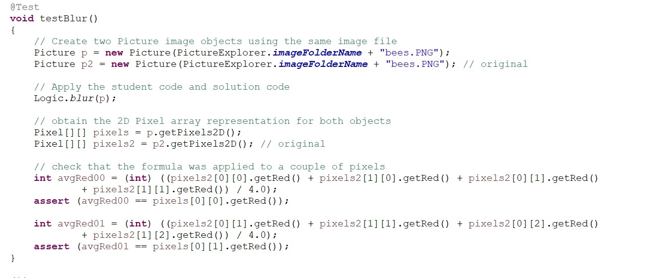  aTest void testBlur() { // Create two Picture image objects using