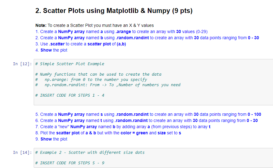 I must be really overthinking this. Please help. 2. Scatter Plots using