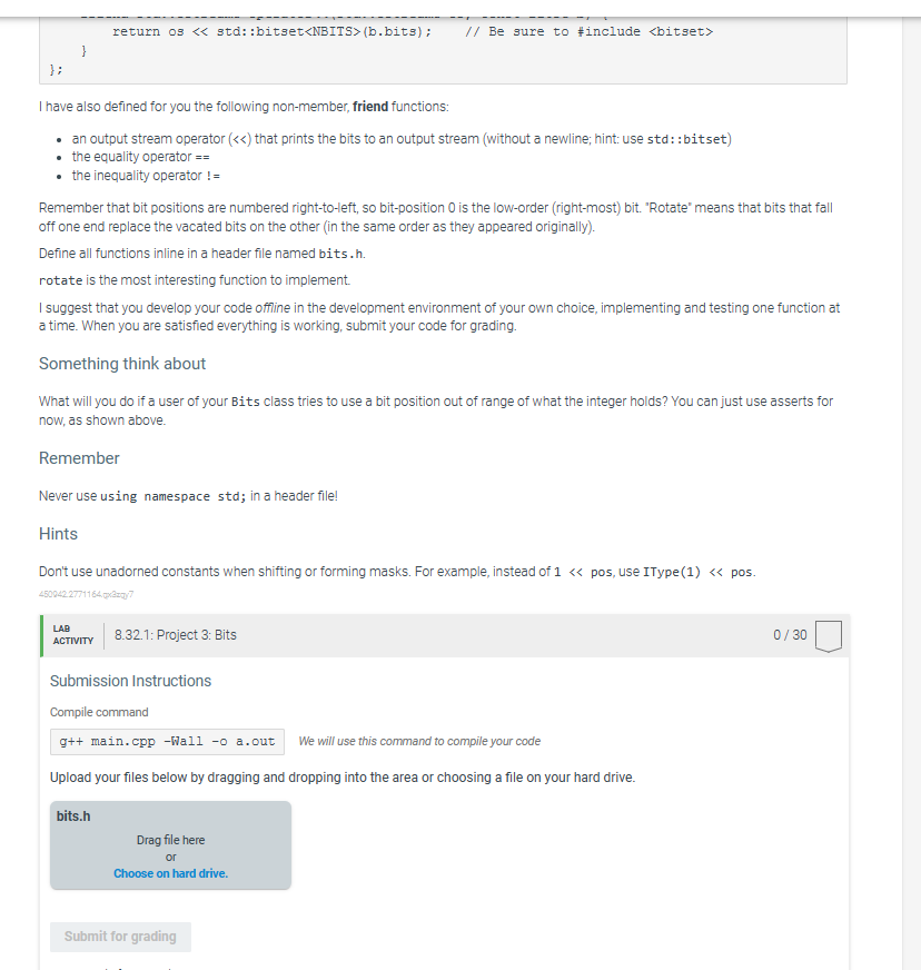 Bits that holds a single integer variable. You will use this integer