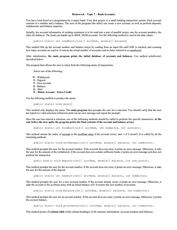  MUST be in java don't care if you do extra credit