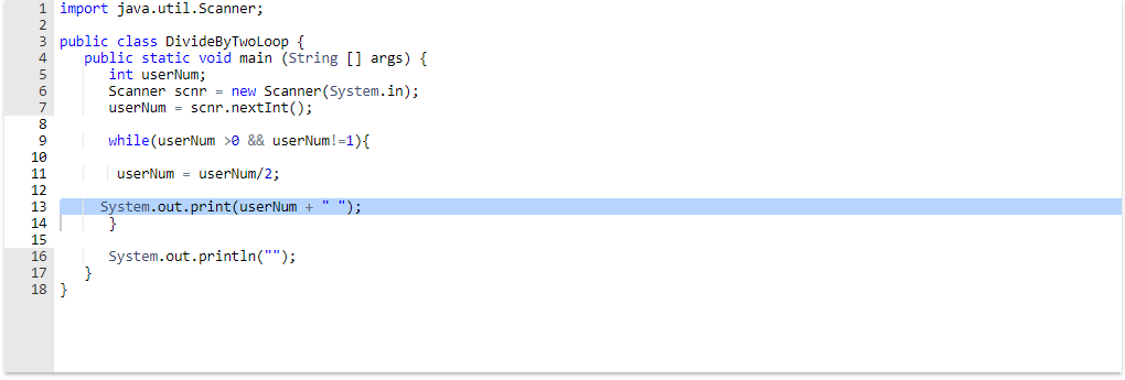 System.out.print(userNum + " "); What does " " mean in loops? Java