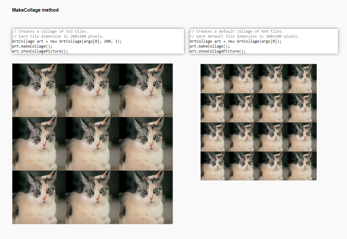 collage Picture consists of collageDimension X collageDimension tiles private int collageDimension; //