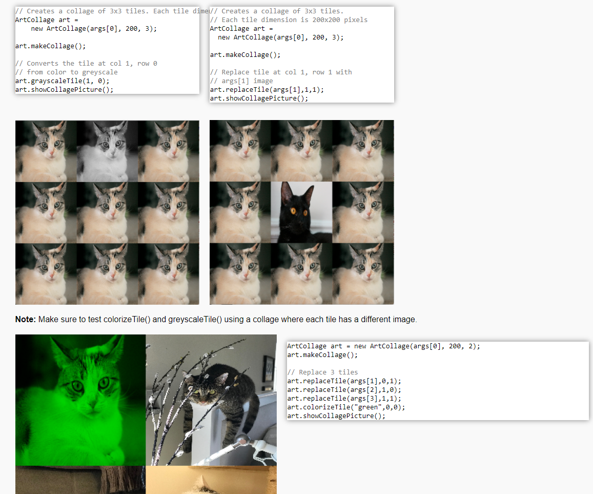 * One-argument Constructor * 1. set default values of collageDimension to 4