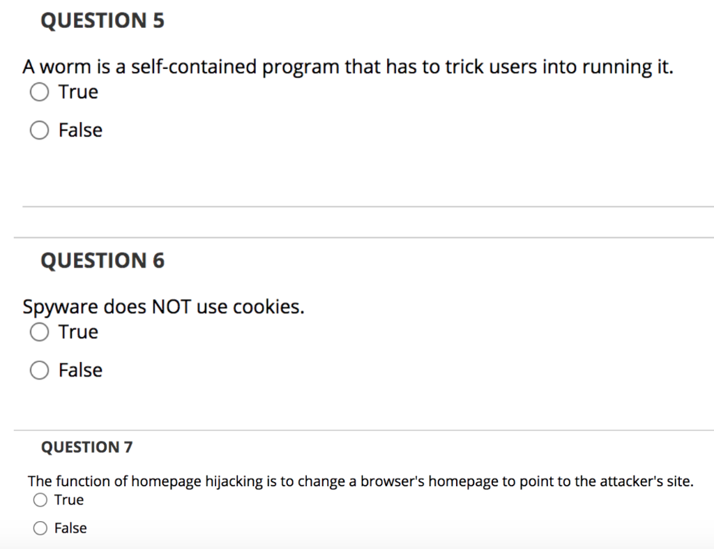 Answer all for a thumbs up! QUESTION 5 A worm is a