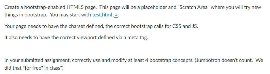 THIS IS THE TEST.HTML Create a bootstrap-enabled HTML5 page. This page