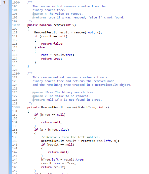 need is to add a remove method in the AVLTree class. I