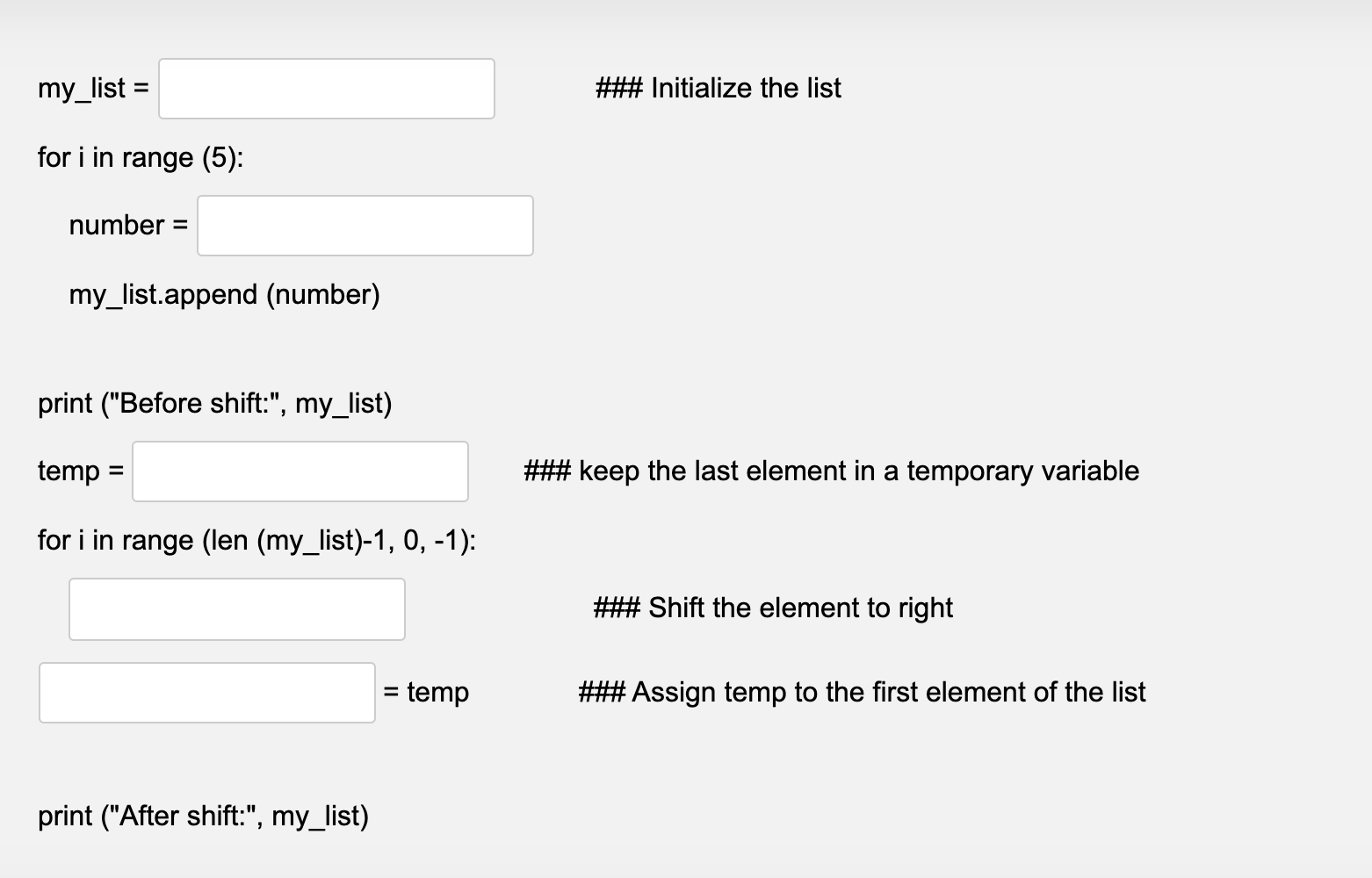 Fill in the Blanks The following program reads 5 integer numbers and