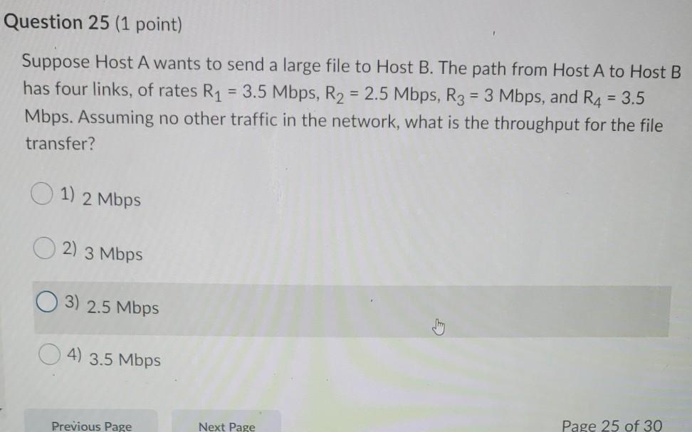 wireless (mobile) access Question 23 (1 point) To obtain the corresponding IP
