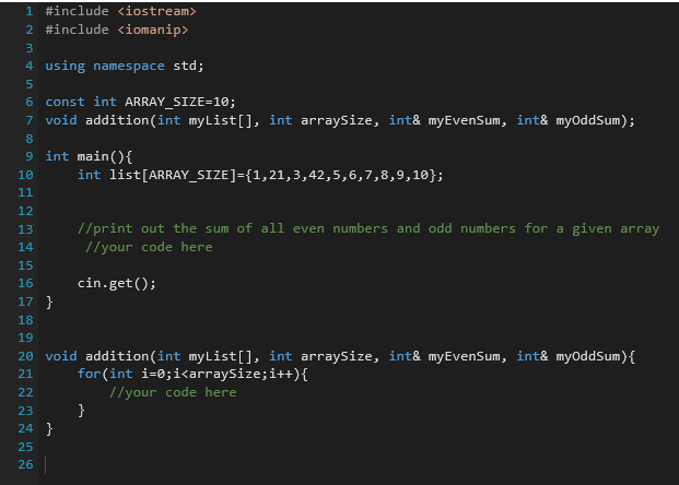Write a C++ program that prints out the sum of all even