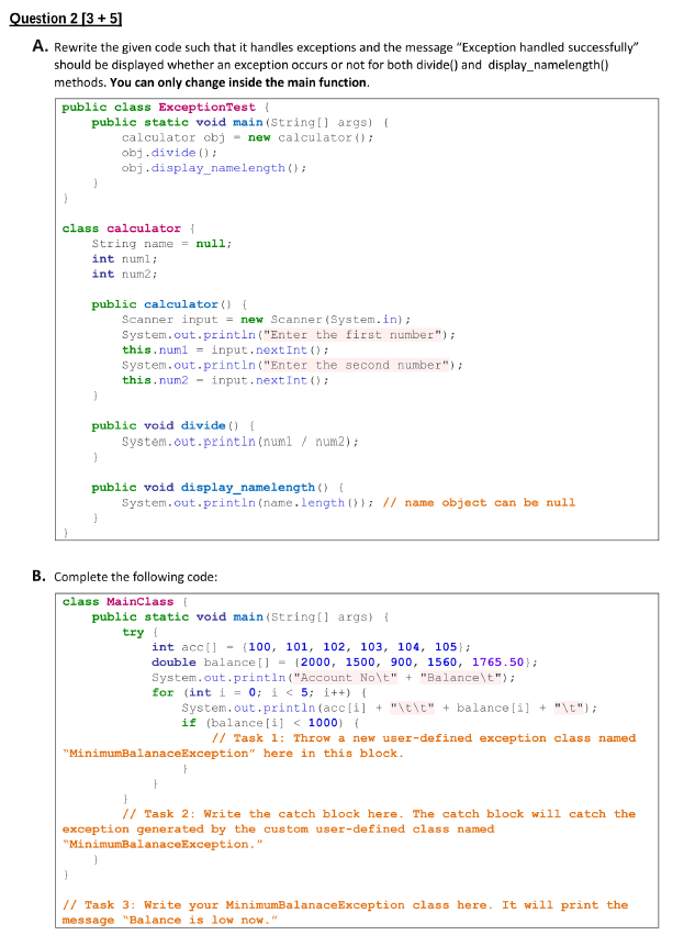 question 2 Course code : Object Oriented Programming I need this question