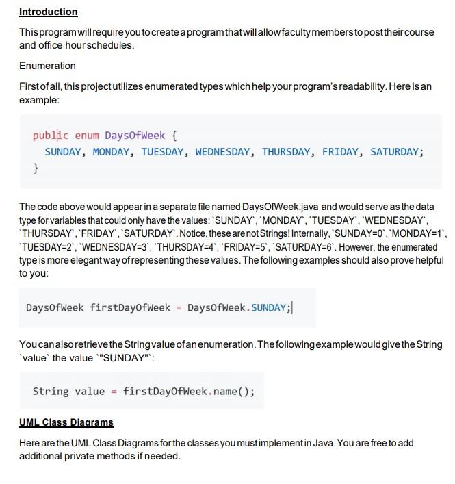 Introduction This program will require you to create a program that