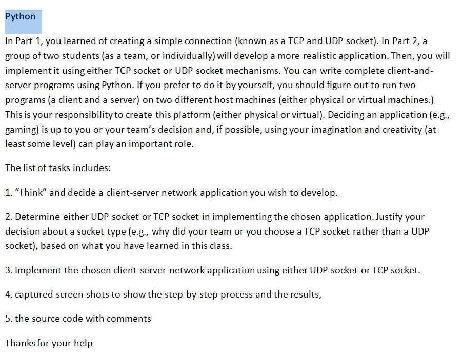  Python In Part 1, you learned of creating a simple connection