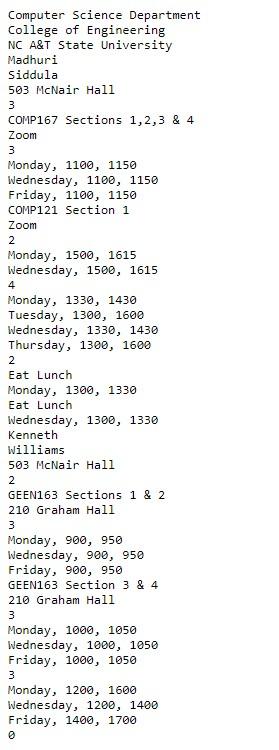 WEDNESDAY, THURSDAY, FRIDAY, SATURDAY; } The code above would appear in a