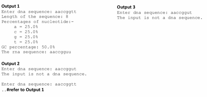 Write a script that get the input of dna sequence from