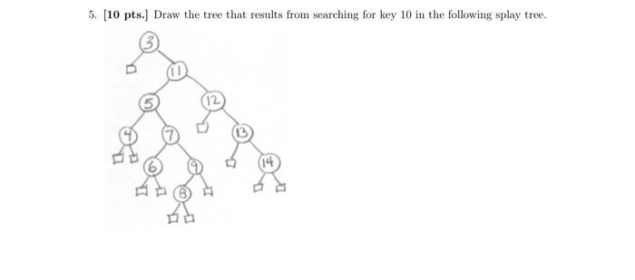 data structures and algorithm analysis 5. [10 pts.) Draw the tree that