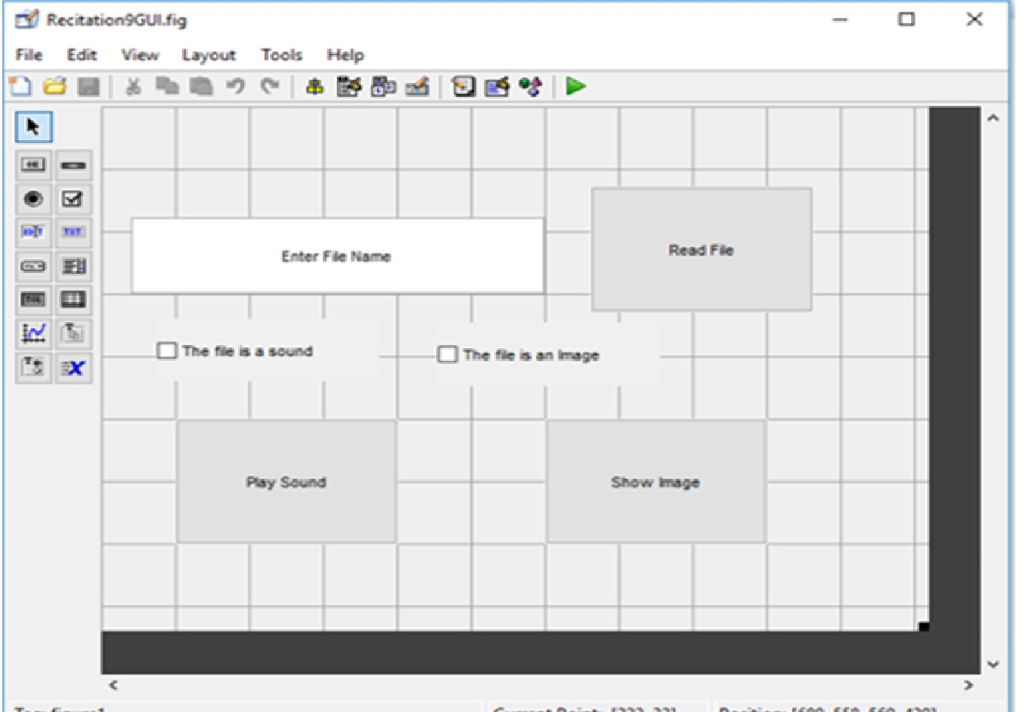 Help with Matlab In the command line, type guide. Click the option