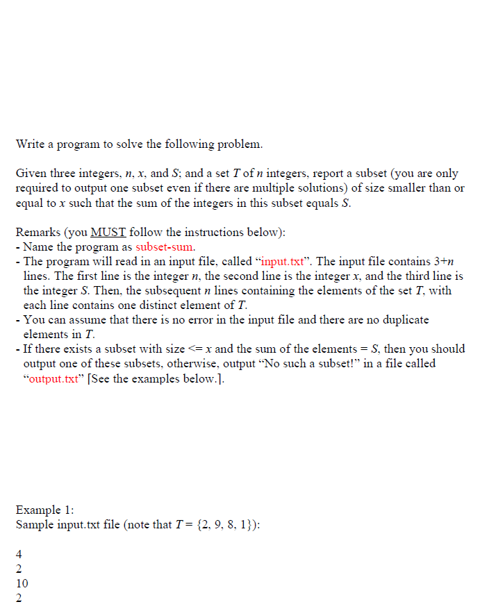 Write a program to solve the following problem. Given three integers,