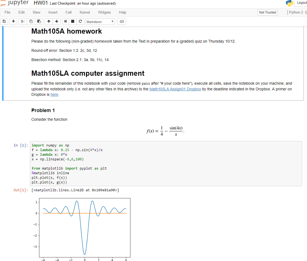 write a python function multi_bisection to compute all 10 roots of f(x).