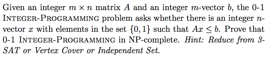 NP and Computational Intractability Question #05 Given an integer m n matrix