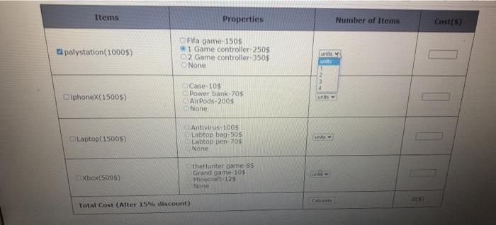 Design a page with html,css and javascript for calculating the total