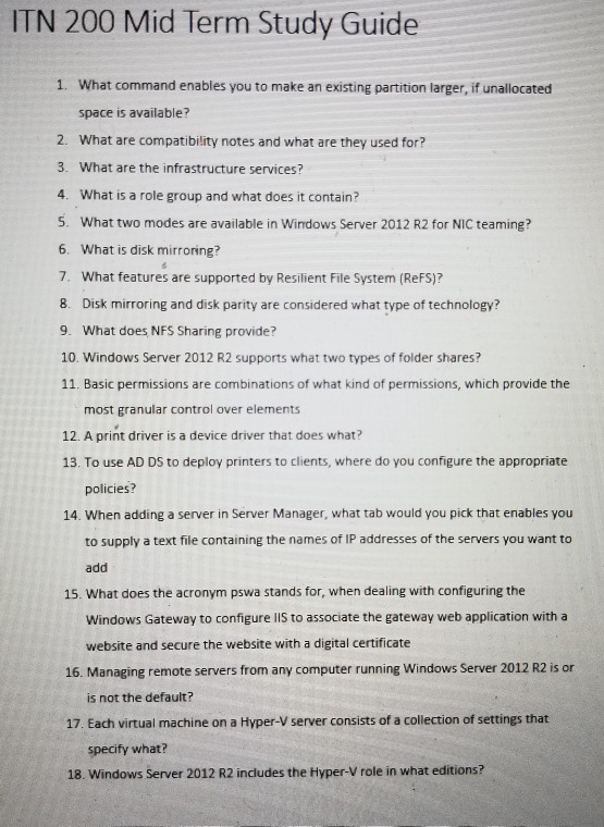  ITN 200 Mid Term Study Guide 1. What command enables you