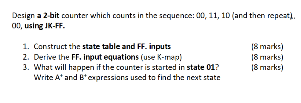 urgent , please solve fast and correctly Design a 2-bit counter which