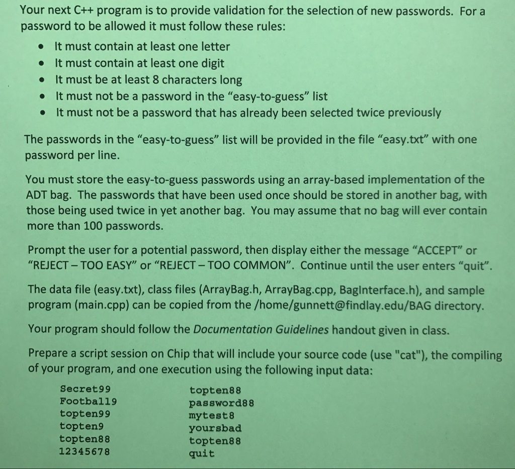 using c++ solve this problem Your next C++ program is to provide