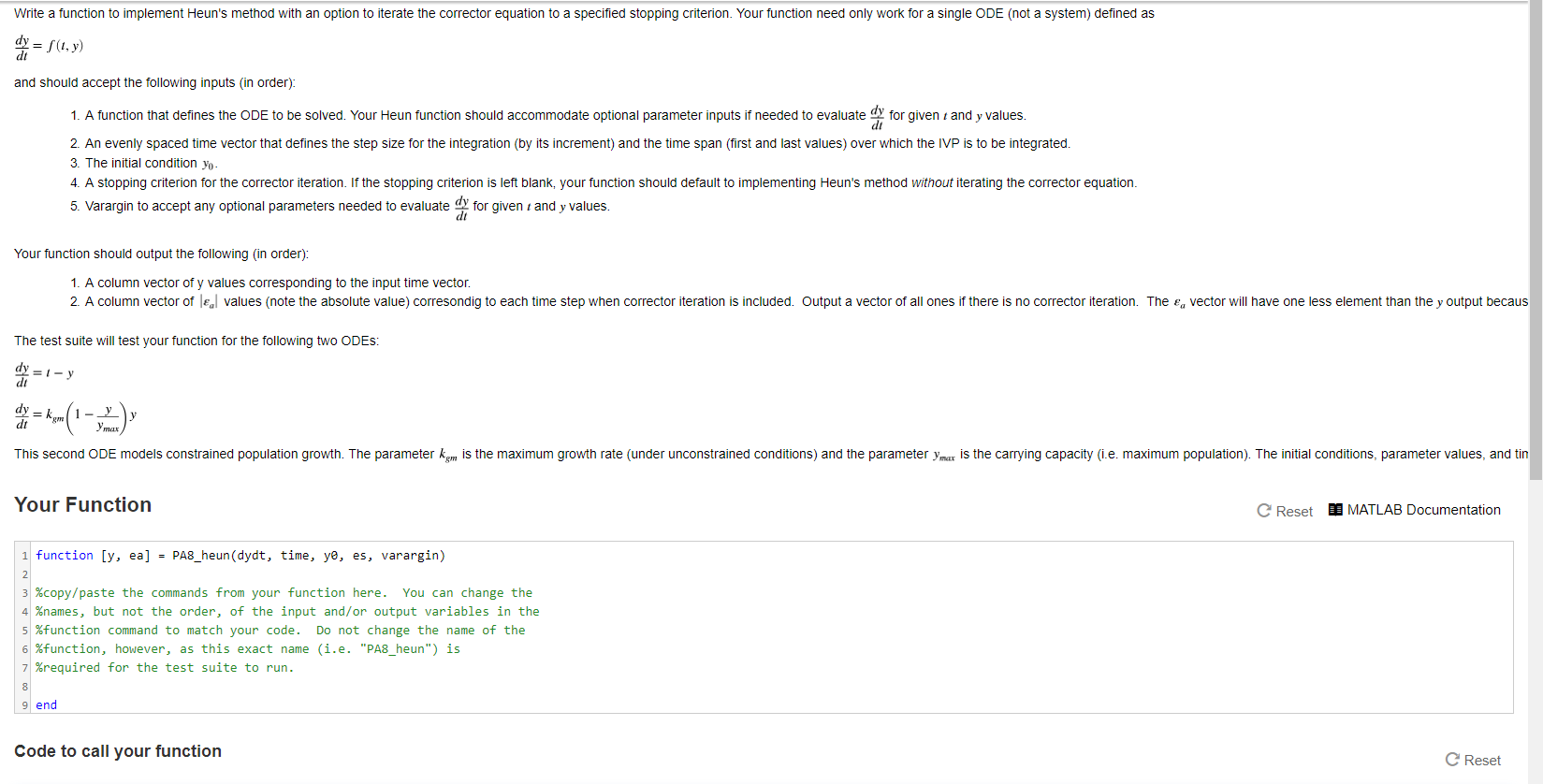  Write a function to implement Heun's method with an option to