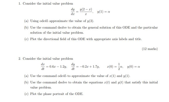  alpha =5 1, Consider the initial value problem dy = y(2-3),