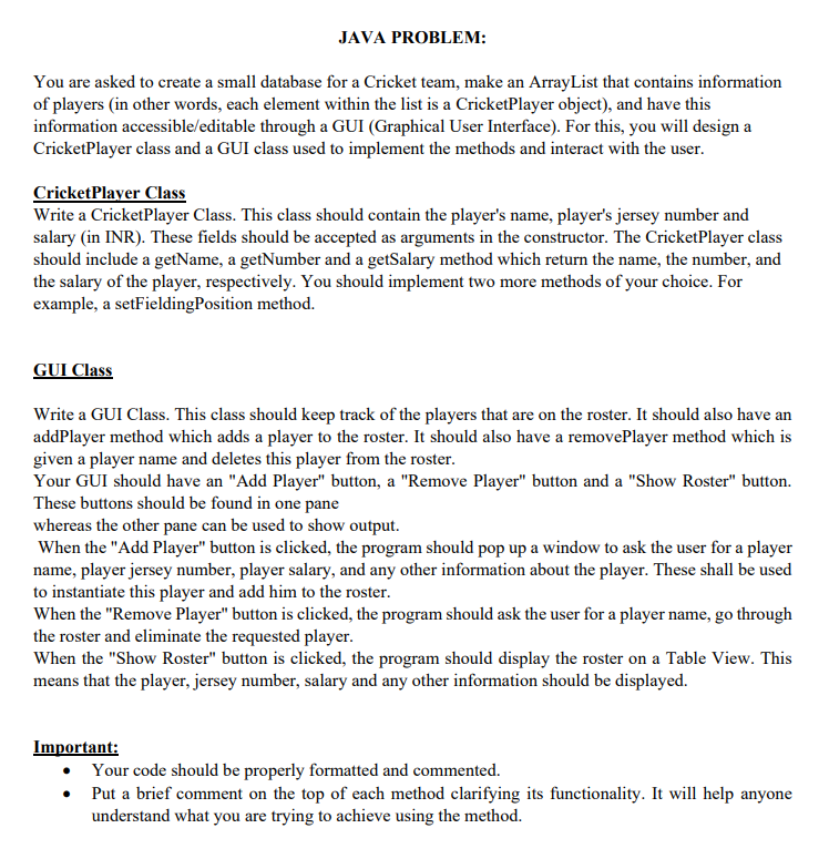  JAVA PROBLEM: You are asked to create a small database for