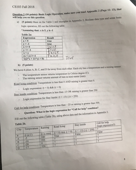  CS103 Fall 2018 Question 2 (I0 points): Basic Logie Operation, make