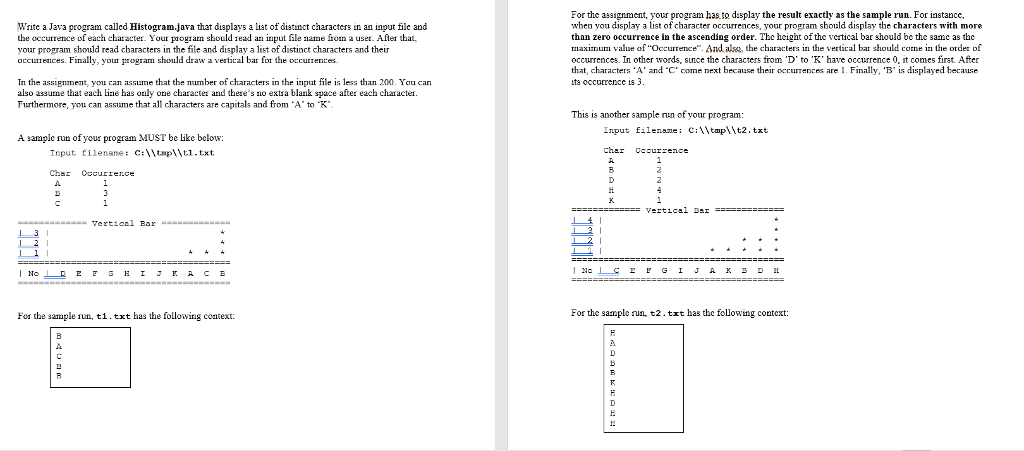  Write a Java program called Histogram.java that displays a list of