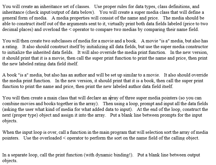 C++ Program Input: Enter name: Avengers Enter price: 5.40 Is media a