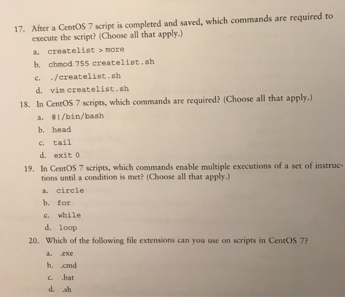  17. After a CentOS 7 script is completed and saved, which