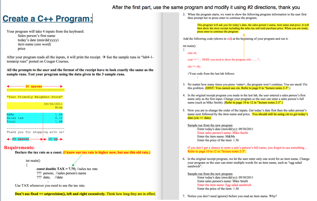  After the first part, use the same program and modify it